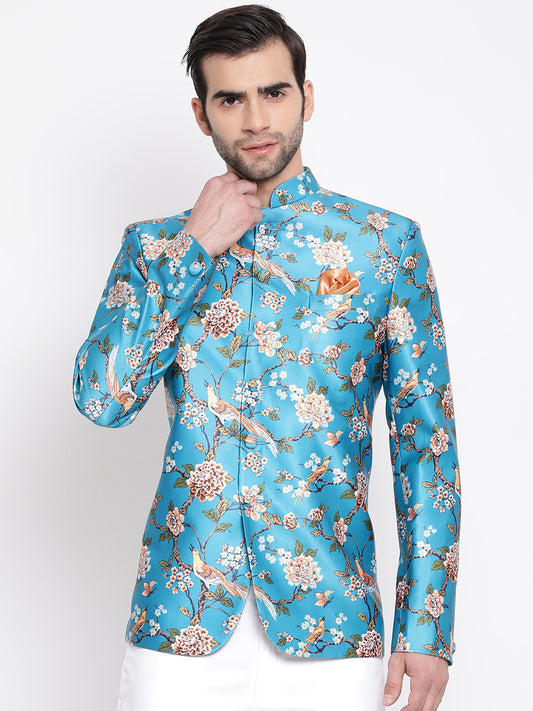 Men's Turquoise Silk Blend Jodhpuri