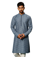 Men's Blue Rayon Cotton Kurta