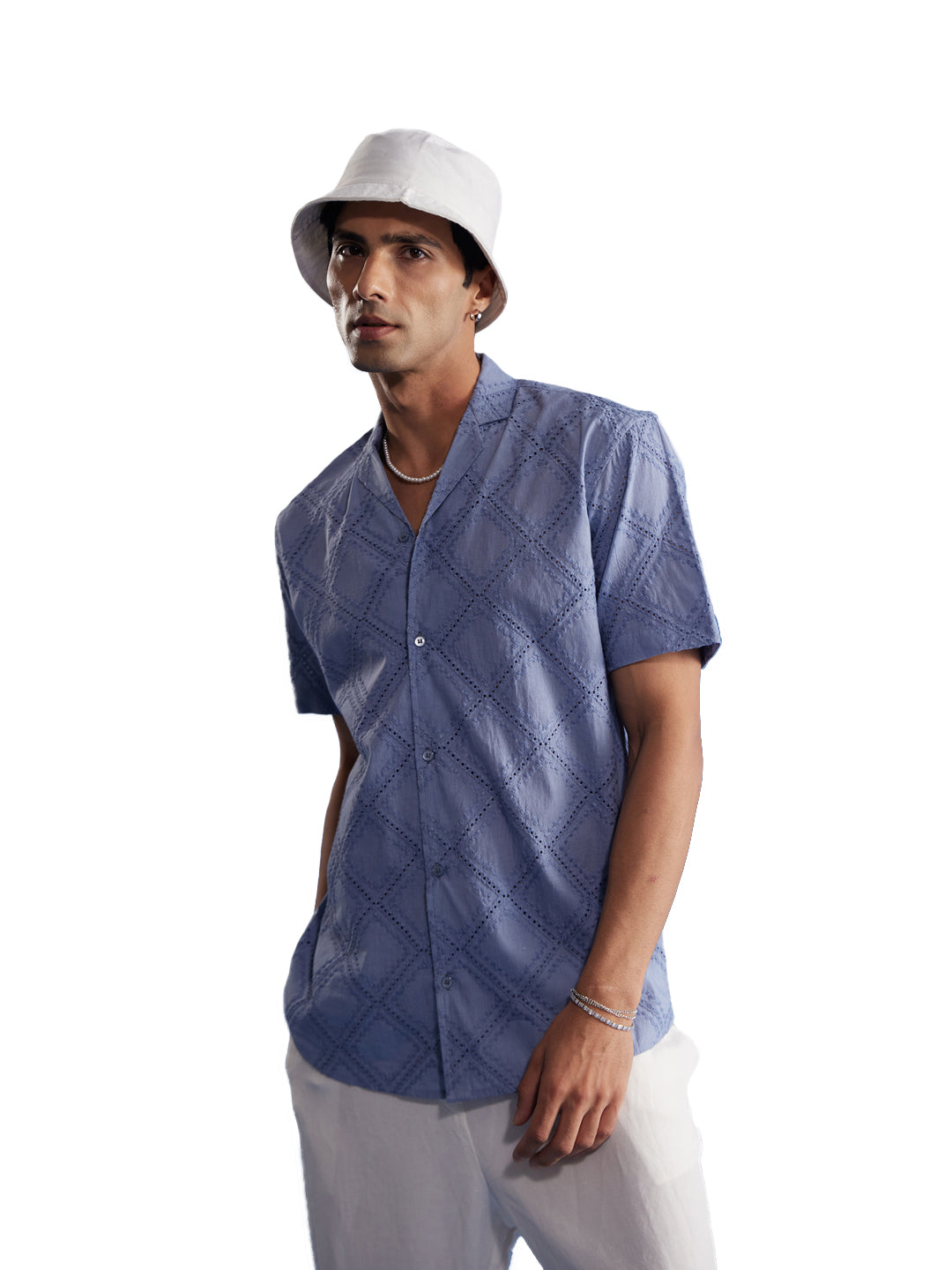 Men's Aqua Cotton Ethnic Shirt