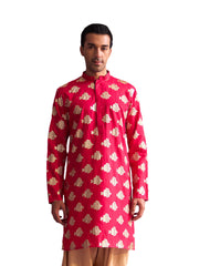 Men's Valentino Pink Viscose Kurta