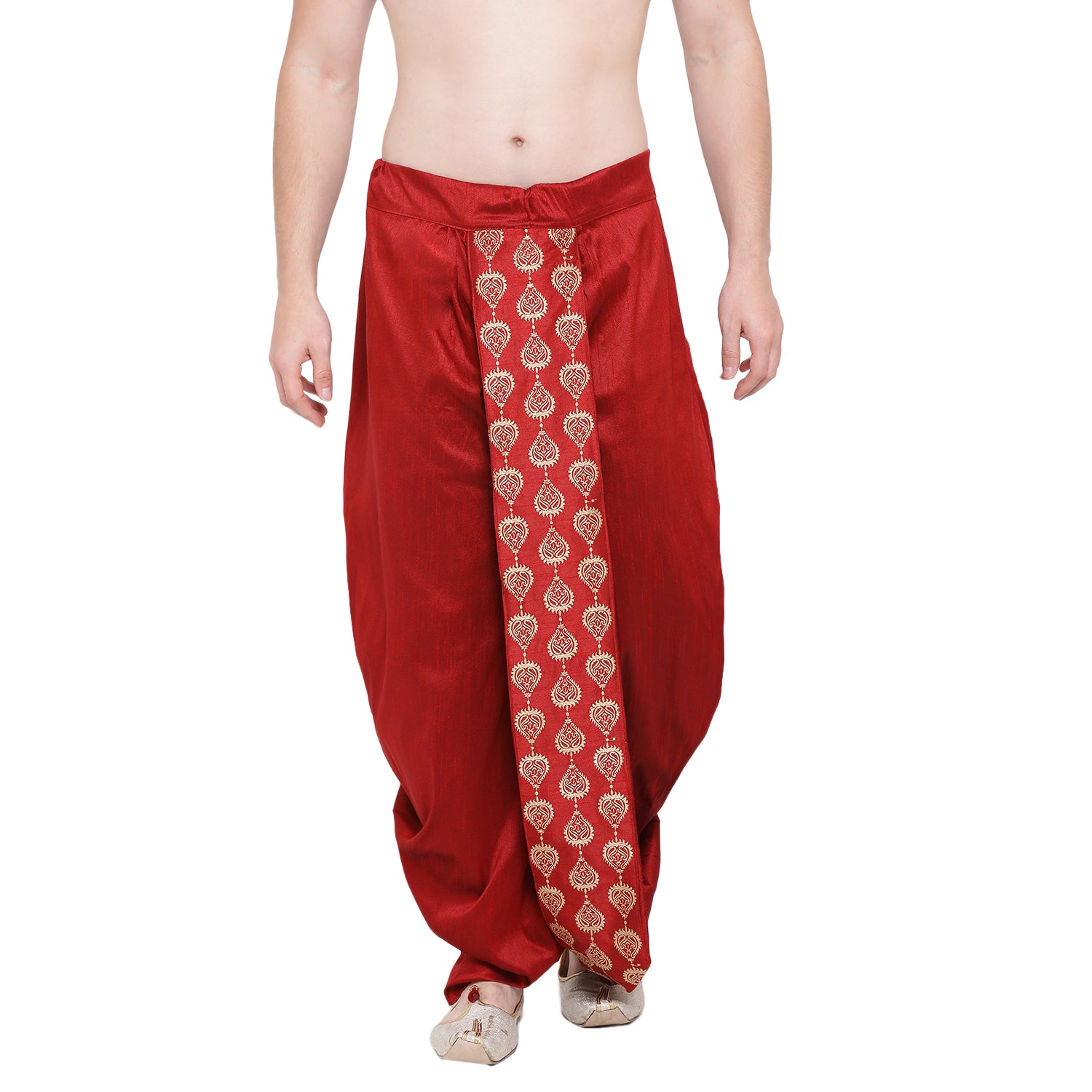 Men's Maroon Silk Blend Dhoti