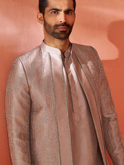 Men's Rose Gold Silk Blend Sherwani Set