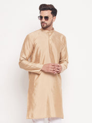 Men Beige Silk Blend Kurta