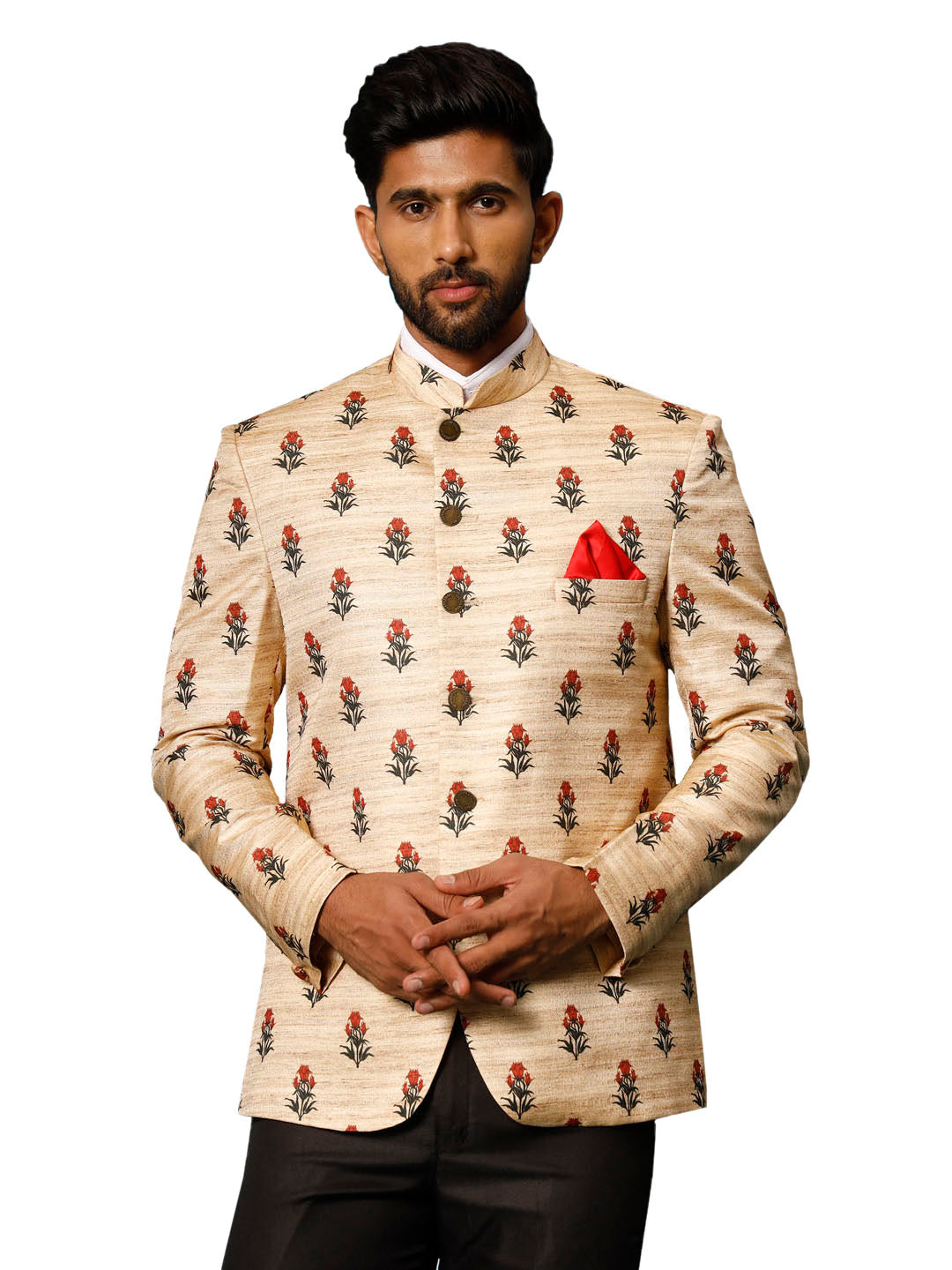 Men's Beige Silk Blend Jodhpuri