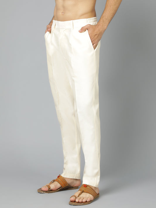 Men's Cream Viscose Pant Style Pyjama