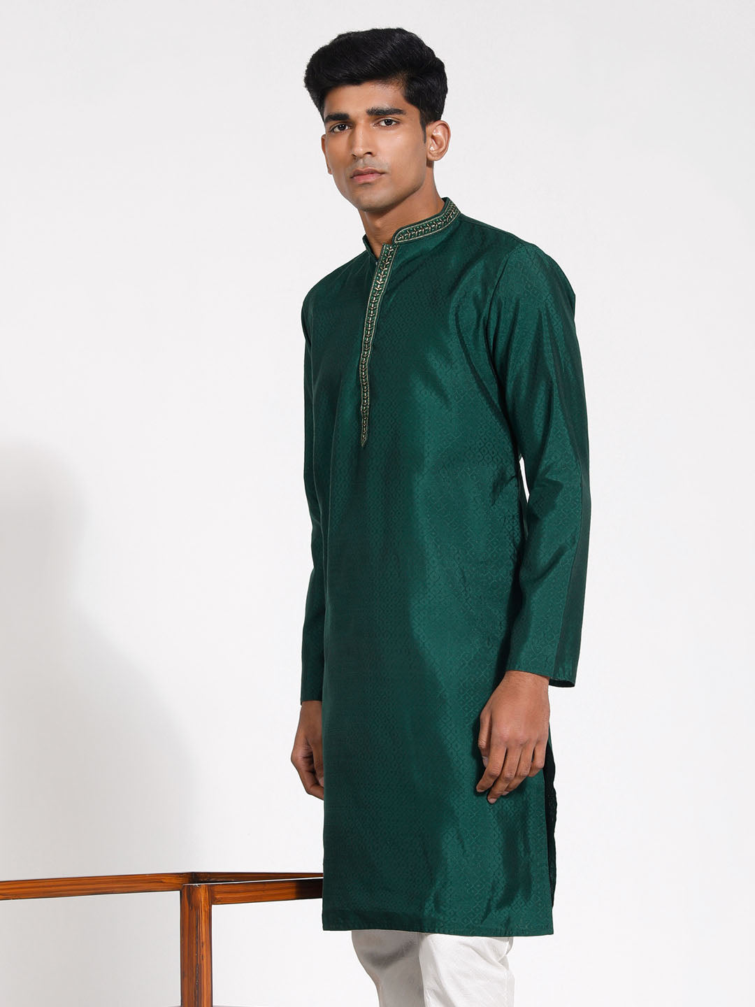 Men's Green Silk Blend Kurta