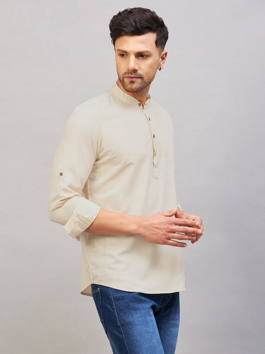 Men's Green Cotton Blend Kurta