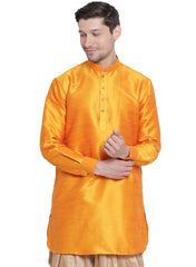 Men's Orange Silk Blend Kurta