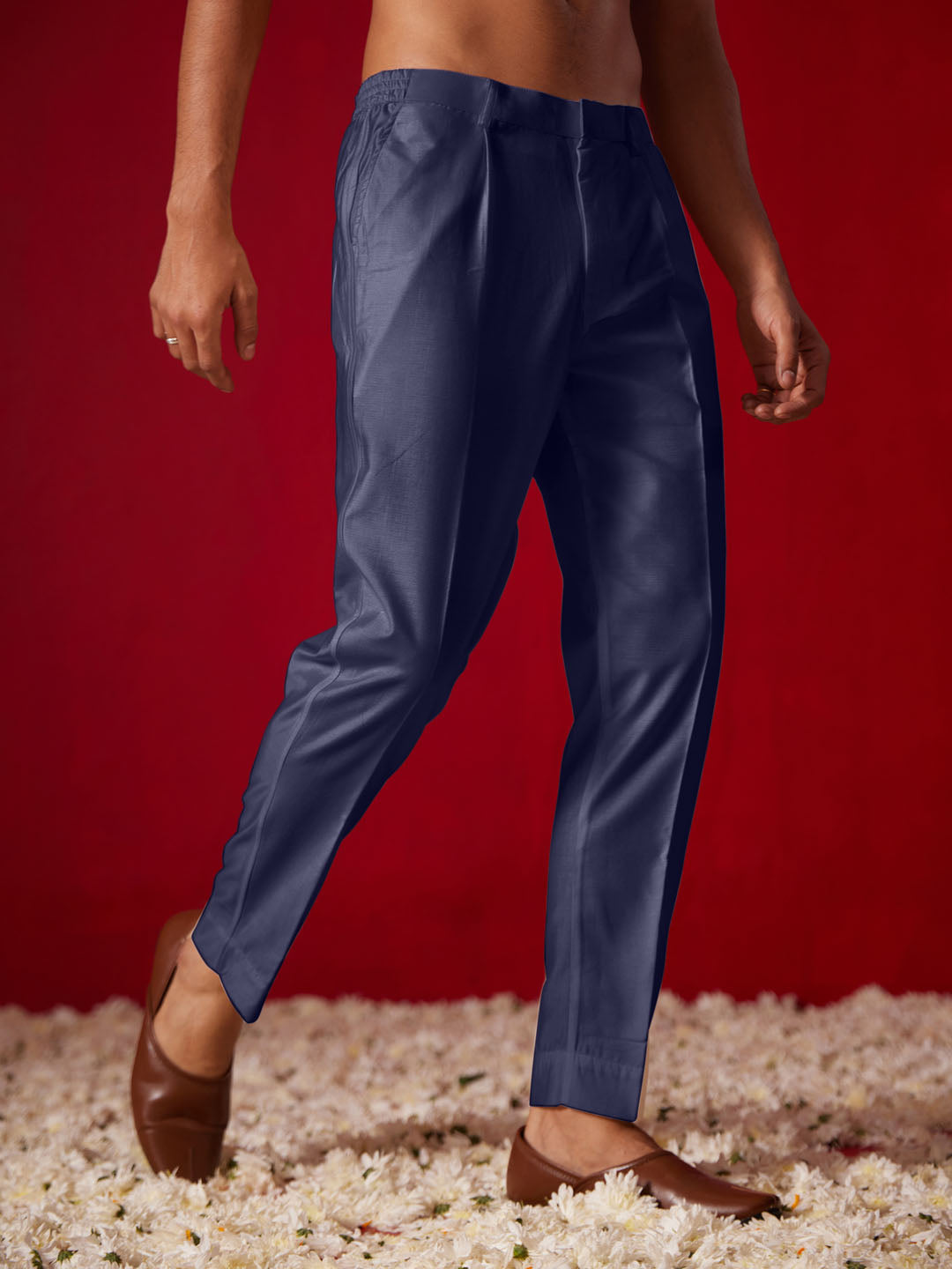 Men's Navy Blue Viscose Pant Style Pyjama