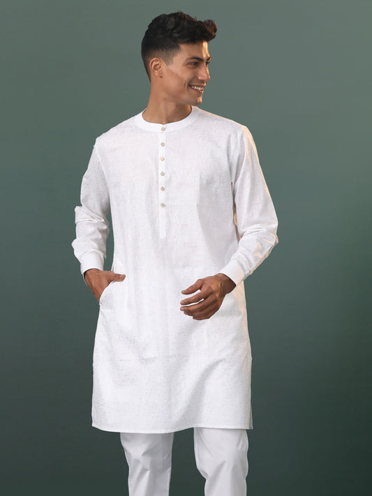 Men's White Cotton Kurta