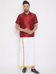 Men's Maroon Silk Blend Ethnic Shirt