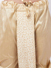 Men's Gold Silk Blend Embroidered Dhoti