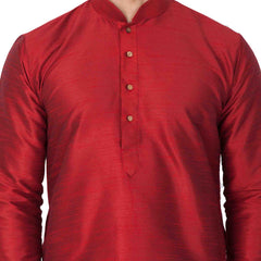 Men's Maroon Silk Blend Kurta Pyjama Set