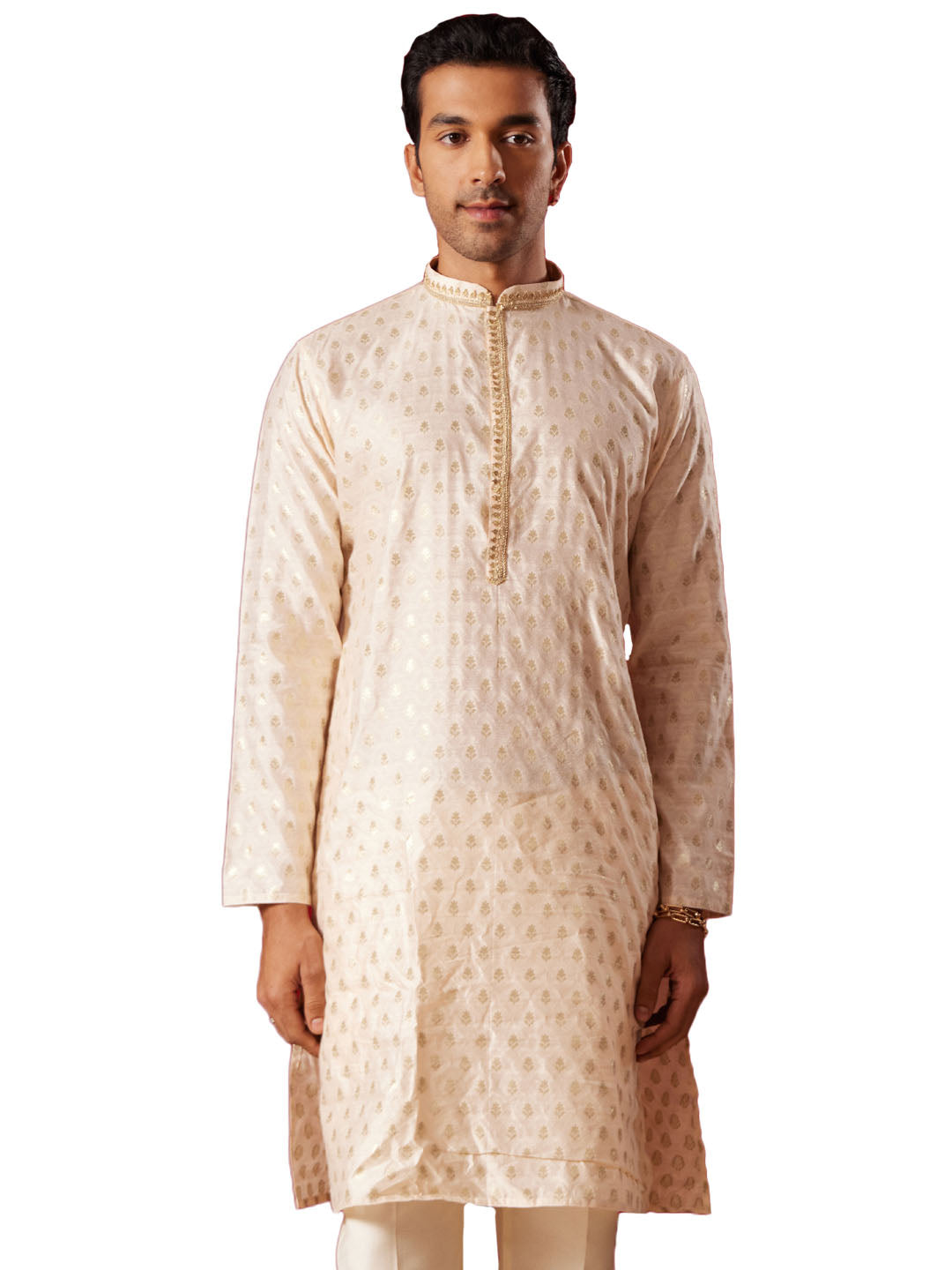 Men's Peach Silk Blend Kurta