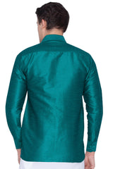 Men's Green Silk Blend Ethnic Shirt