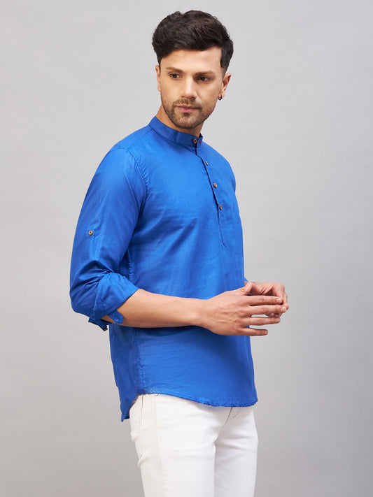 Men's Blue Cotton Blend Kurta