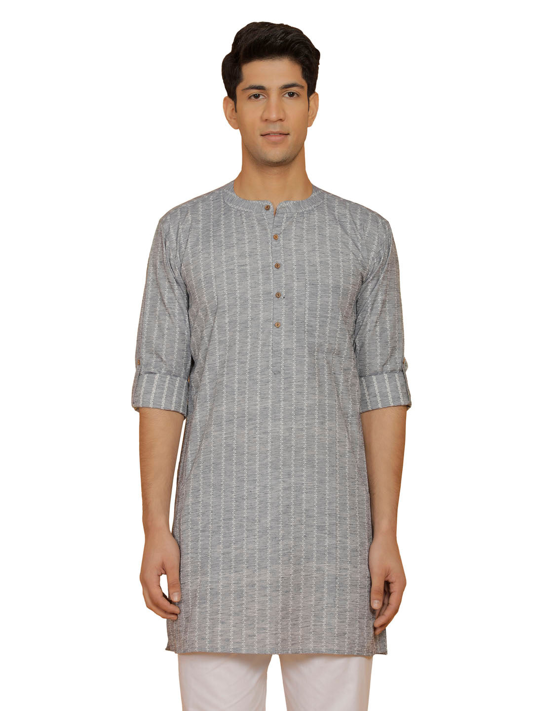 Men's Gray Cotton Kurta