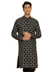 Men's Black Cotton Blend Kurta