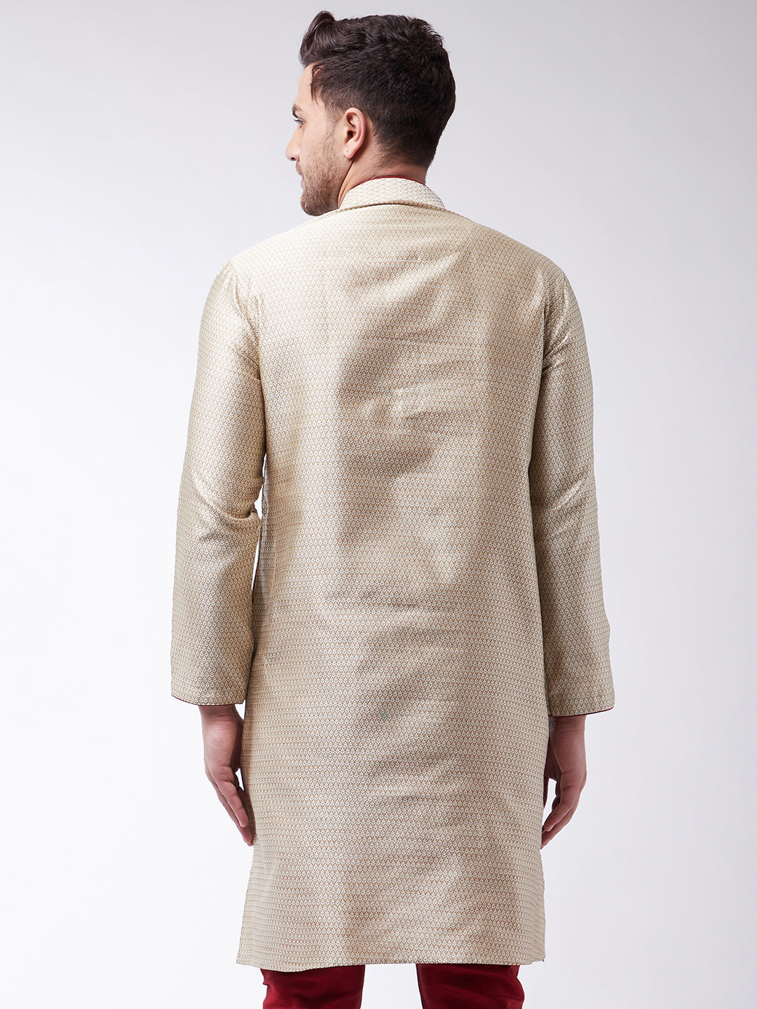 Men's Beige Silk Blend Kurta