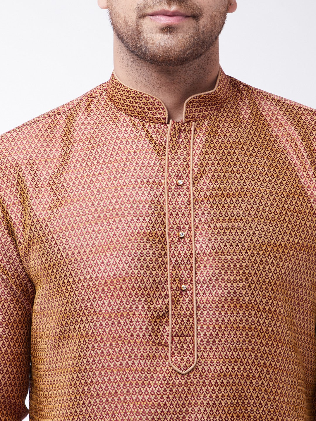 Men's Maroon Silk Blend Kurta