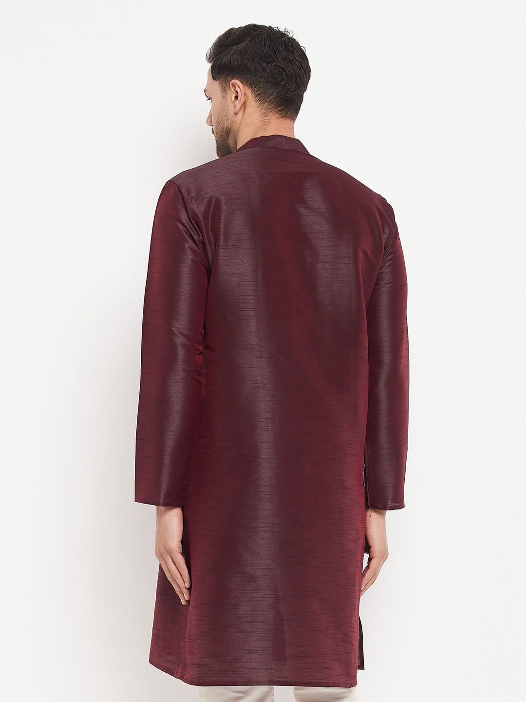 Men's Burgandy Silk Blend Kurta