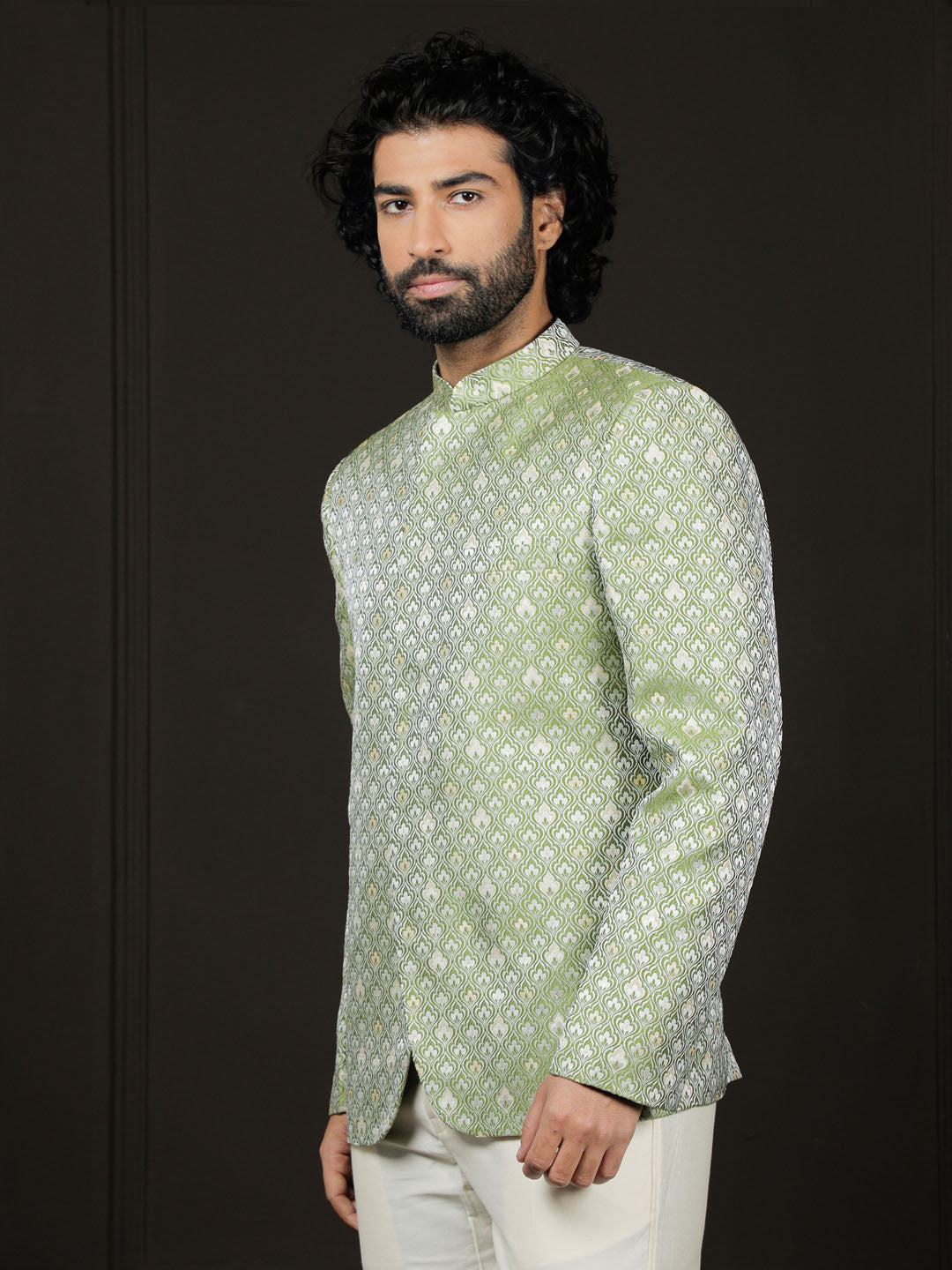 Men's Green Silk Blend Jodhpuri