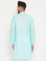 Men's Aqua Cotton Kurta