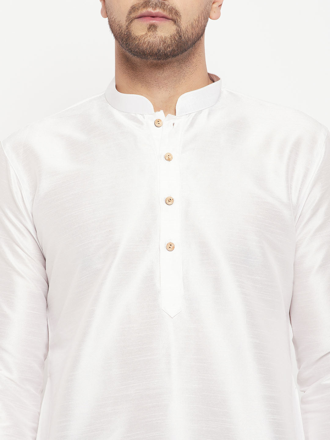 Men's White Silk Blend Kurta