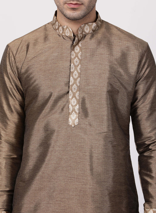 Men's Gold Silk Blend Kurta