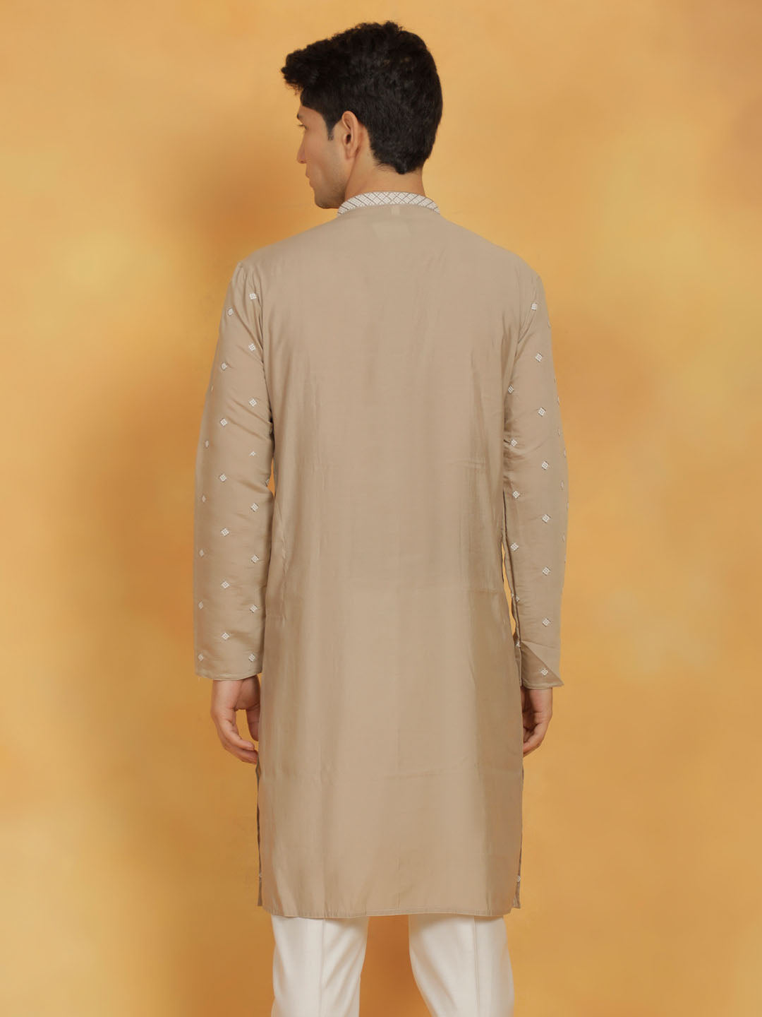 Men's Gray Silk Blend Kurta