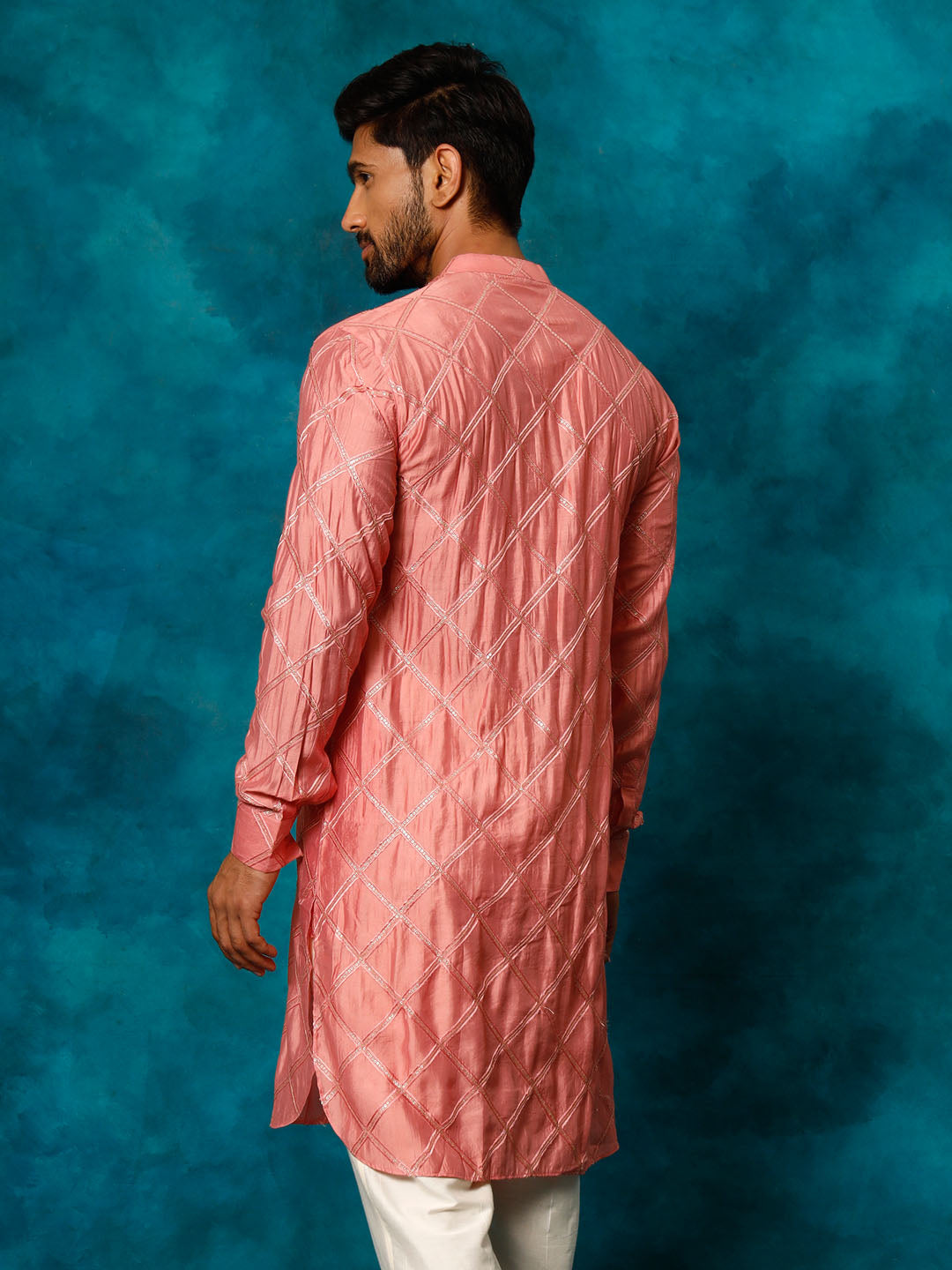 Men's Onion Pink Viscose Kurta