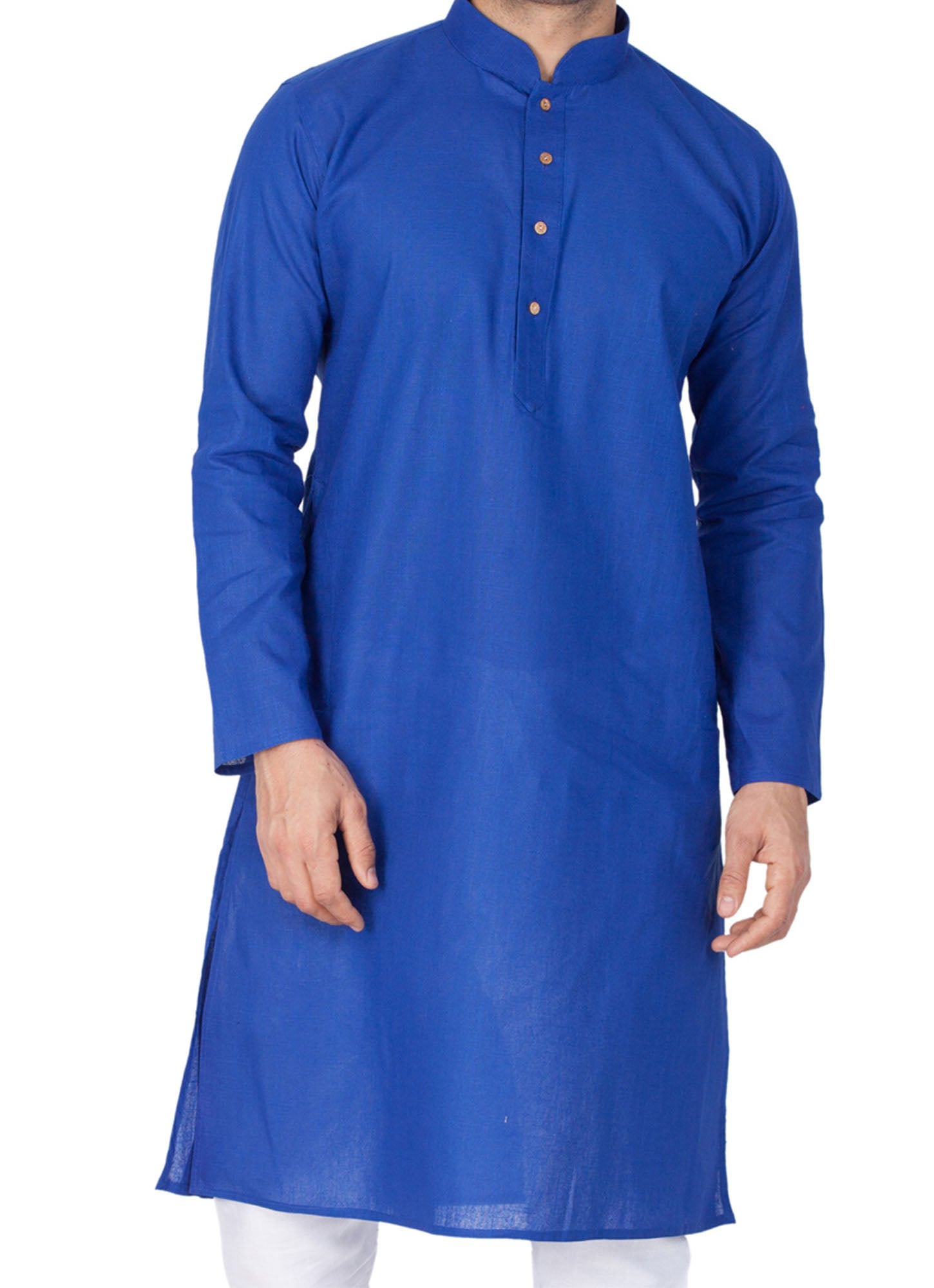 Men's Blue Cotton Linen Blend Kurta