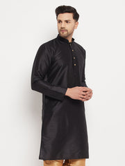 Vastramay - Men's Black Silk Blend Kurta