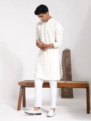 Men's Cream Rayon Kurta And Pyjama Set