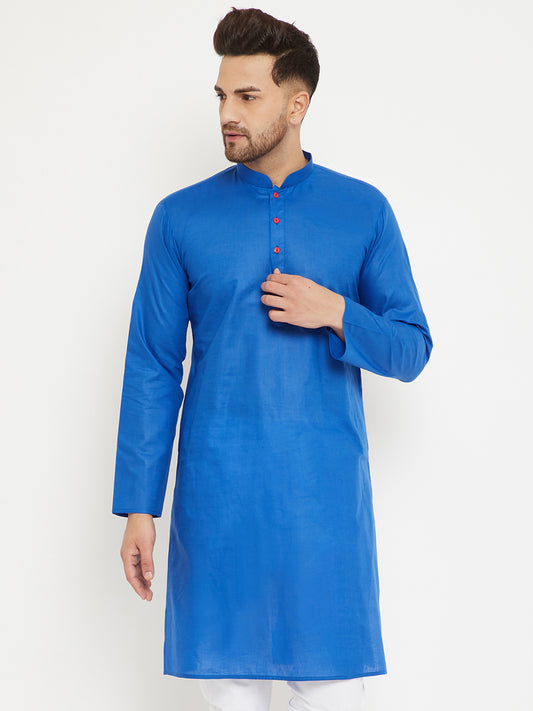 Men's Blue Cotton Kurta