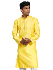 Men's Yellow Silk Blend Kurta