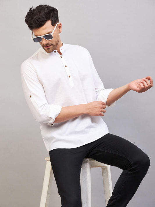 Men's Cream Cotton Blend Kurta