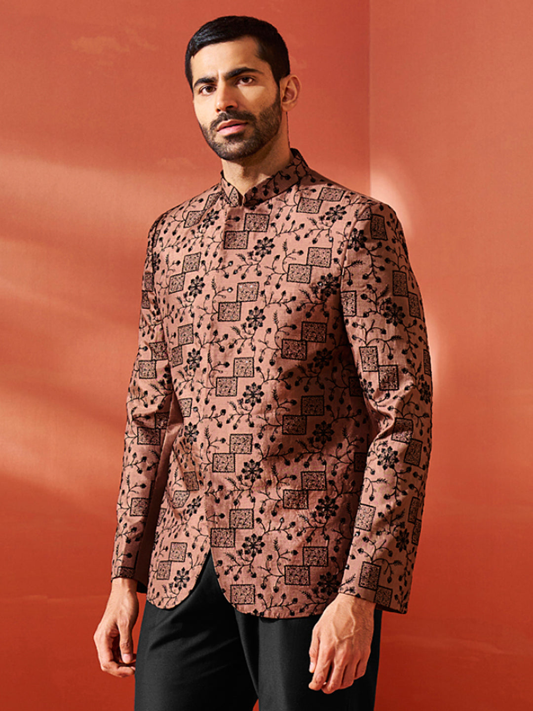 Men's Rust Silk Blend Jodhpuri