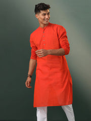 Men's Red Pure Cotton Kurta