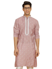 Men's Pink Silk Blend Kurta