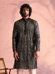 Men's Black Georgette Kurta