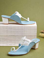 Shoetopia Classic Heeled Blue Kolhapuri For Women & Girls