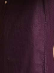 Men's Purple Cotton Blend Short Kurta