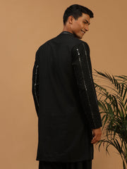 Men's Black Viscose Kurta