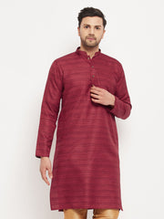 Men's Maroon Silk Blend Kurta