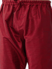 Men's Maroon Silk Blend Embroidered Pyjama