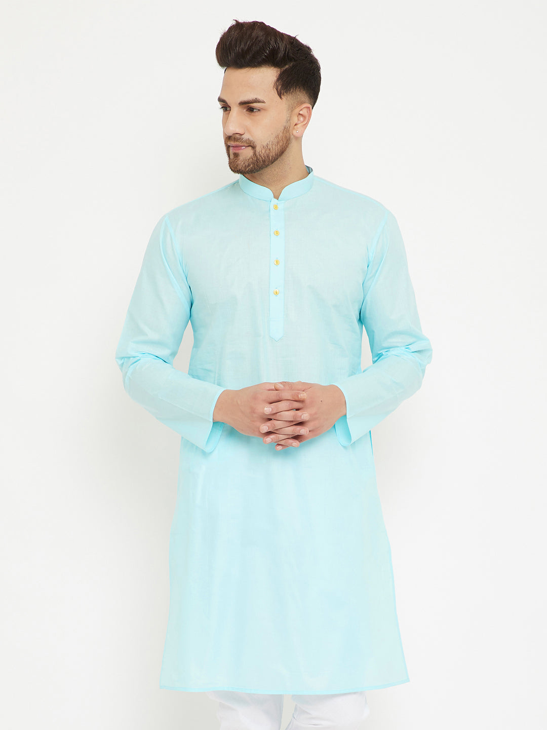 Men's Aqua Cotton Kurta