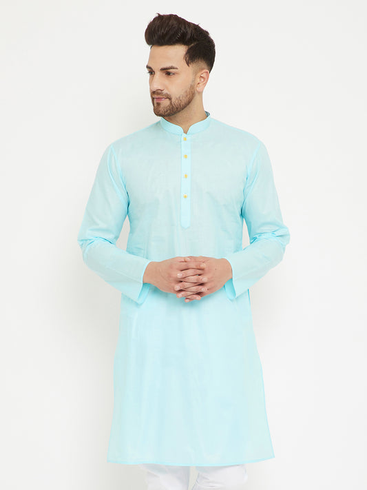 Men's Aqua Cotton Kurta