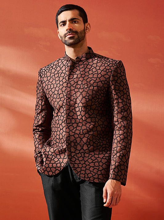 Men's Rust Silk Blend Jodhpuri