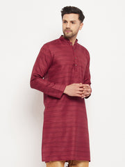 Men's Maroon Silk Blend Kurta